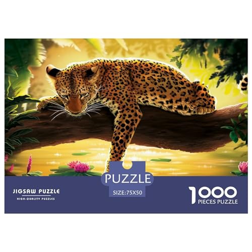 1000-teiliges Puzzle mit Zeichnung eines Leoparden für Erwachsene und Teenager, Lernspiele für zu Hause, DIY-Spielzeug, 1000 Teile (75 x 50 cm) von ABFFSDT