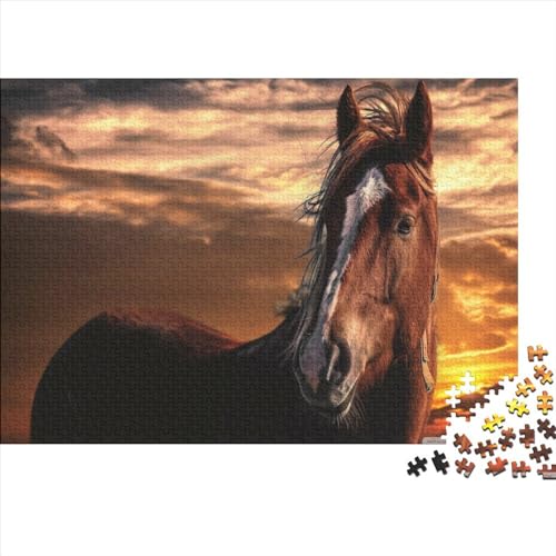 1000-teiliges Puzzle mit braunem Pferd für Erwachsene, Puzzle, Puzzle für Erwachsene, einzigartige Heimdekoration und Geschenke, 1000 Stück (75 x 50 cm) von ABFFSDT