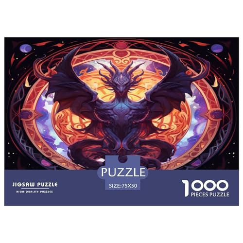 1000-teiliges Puzzle mit dunklem Drachen für Erwachsene, Puzzles für Erwachsene, Puzzles, einzigartige Heimdekoration und Geschenke, 1000 Stück (75 x 50 cm) von ABFFSDT