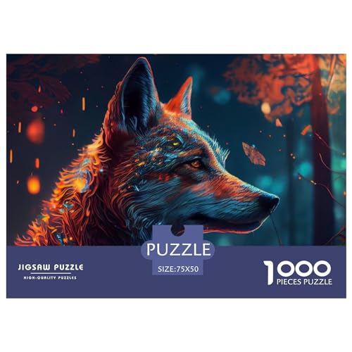 1000-teiliges Puzzle mit farbenfrohen Wölfen, Puzzle für Erwachsene, ab 14 Jahren, 1000 Teile (75 x 50 cm) von ABFFSDT