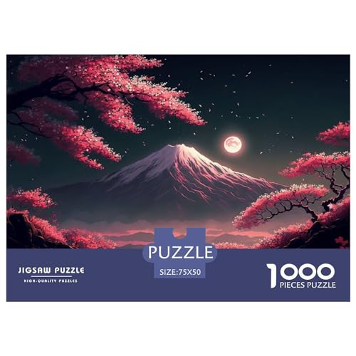 1000-teiliges Puzzle mit japanischen Kirschblüten für Erwachsene, Puzzle für Erwachsene und Jugendliche ab 12 Jahren, 1000 Teile (75 x 50 cm) < von ABFFSDT