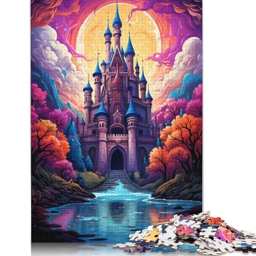 1000-teiliges Puzzle mit psychedelischem Gemälde, farbenfrohes Mondlichtschloss, für Erwachsene Teenager, Holzpuzzles für Teenager, Geschenke zum Entspannen, Puzzlespiele, 1000 Teile (75 x 50 cm) von ABFFSDT