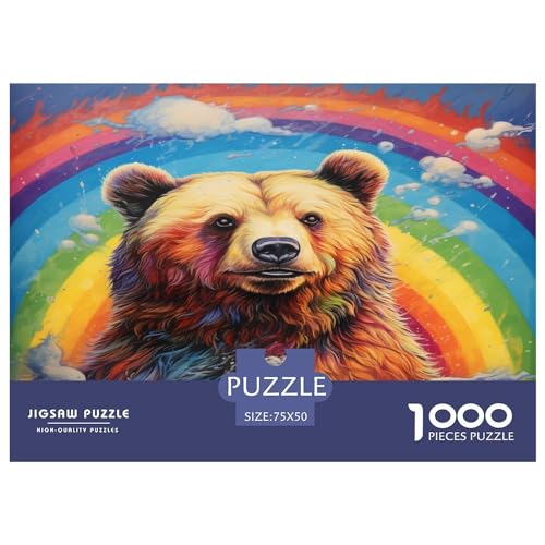 1000-teiliges Regenbogenbär-Holzpuzzle, Holzpuzzle für Erwachsene und Jugendliche ab 12 Jahren, 1000 Teile (75 x 50 cm) von ABFFSDT