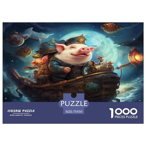 1000-teiliges Schiffsschwein-Puzzle für Erwachsene, schwieriges Holzpuzzle für Erwachsene, 1000 Teile (75 x 50 cm) von ABFFSDT