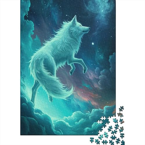 1000-teiliges Spirit Wolf-Puzzle für Erwachsene, Holzpuzzles für Teenager, Geschenke, einzigartige Heimdekoration und Geschenke, 1000 Stück (75 x 50 cm) von ABFFSDT