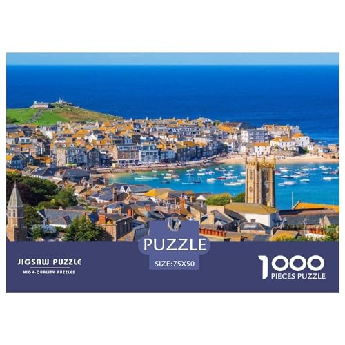 1000-teiliges St. Ives Cornwall-Puzzle für Erwachsene, Holzpuzzles, Puzzles für Erwachsene, Lernspiel, Herausforderungsspielzeug, 1000 Stück (75 x 50 cm) von ABFFSDT