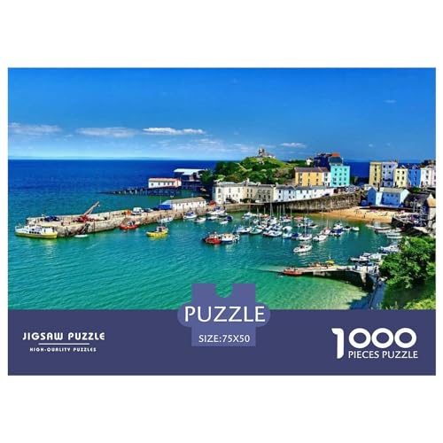 1000-teiliges Tenby-Pembrokeshire-Puzzle für Erwachsene und Teenager, Lernspielzeug aus Holz, 1000 Teile (75 x 50 cm) von ABFFSDT