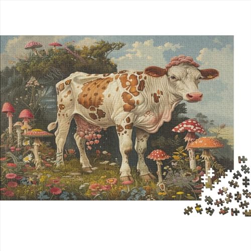 1000-teiliges Tier-Kuh-Puzzle für Erwachsene, Puzzles für Erwachsene, Puzzles, einzigartige Heimdekoration und Geschenke, 1000 Stück (75 x 50 cm) von ABFFSDT