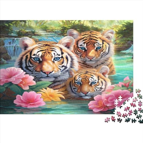 1000-teiliges Tier-Tiger-Puzzle für Erwachsene und Teenager, Holzpuzzle, 1000 Teile (75 x 50 cm) von ABFFSDT