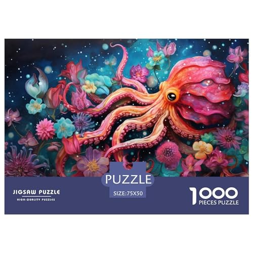 1000-teiliges Tintenfisch-Blumen-Puzzle für Erwachsene, Puzzle für Erwachsene und Jugendliche ab 12 Jahren, 1000 Teile (75 x 50 cm) < von ABFFSDT