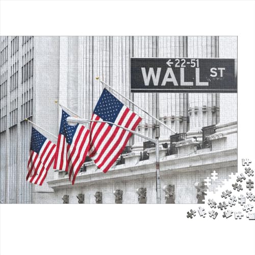 1000-teiliges Wall Street New York-Puzzle für Erwachsene, Holzpuzzle, Puzzle für Erwachsene, 1000 Teile (75 x 50 cm) von ABFFSDT