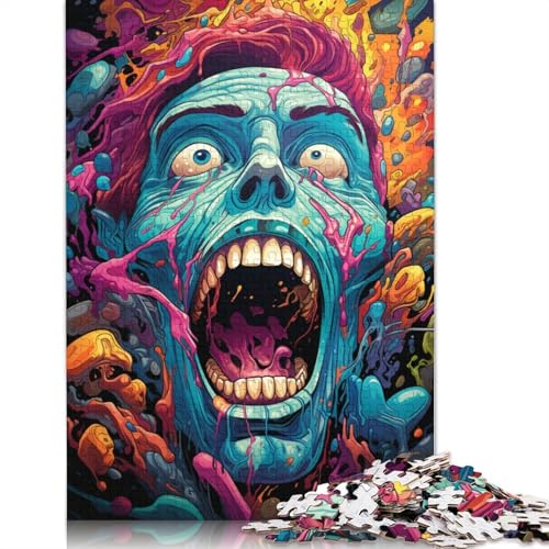 1000-teiliges farbenfrohes psychedelisches Höllenschädel-Puzzle für Erwachsene, Puzzle für Erwachsene und Teenager, Lernspiel, 1000 Teile (75 x 50 cm) von ABFFSDT