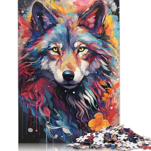 1000-teiliges farbenfrohes psychedelisches Wölfin-Puzzle für Erwachsene, Puzzles für Erwachsene, Familienaktivität, Puzzles 1000 Teile (75 x 50 cm) von ABFFSDT