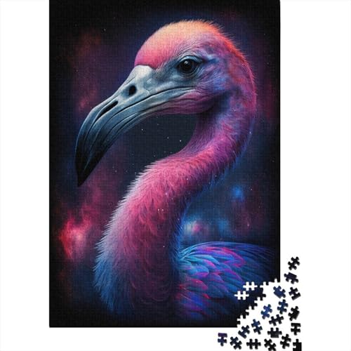 1000-teiliges kreatives Puzzle, Galaxie-Weltraum-Flamingo-Puzzle, rechteckiges Puzzle, Lernspielzeug, Kinder, 1000 Stück (75 x 50 cm) von ABFFSDT