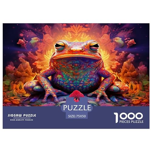 1000-teiliges psychedelisches Kröten-Puzzle für Erwachsene und Teenager, Holzpuzzle, Geschenke für Heiligabend, 1000 Teile (75 x 50 cm) von ABFFSDT