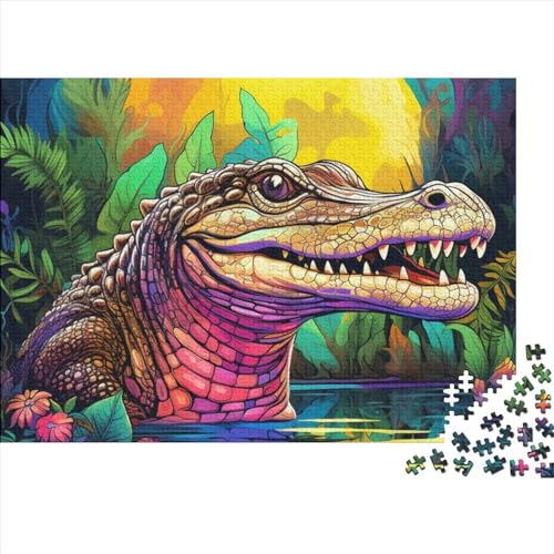 1000-teiliges psychedelisches Nilkrokodil-Puzzle für Erwachsene, Holzpuzzle für Erwachsene, Teenager, Mann, Frau, Geschenk, 1000 Stück (75 x 50 cm) von ABFFSDT