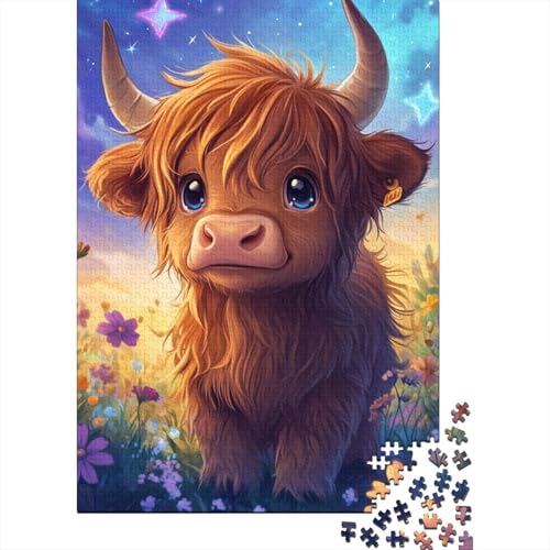 1000-teiliges süßes Yak-Baby-Puzzle für Erwachsene, Holzpuzzle, Puzzle für Erwachsene, 1000 Teile (75 x 50 cm) von ABFFSDT