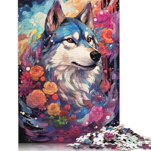 300 Teile, farbenfrohes psychedelisches Shiba Inu45 für Kinder, schwierige Holzpuzzles für Teenager, Geschenke, Heimdekoration, Puzzlespielzeug, 300 Stück (40 x 28 cm) von ABFFSDT