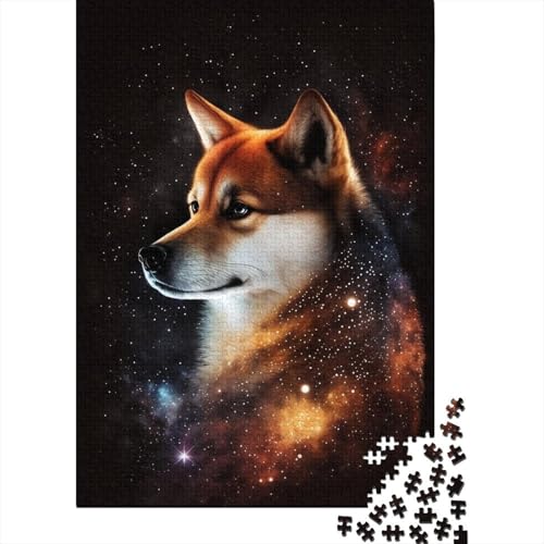 300 Teile Puzzle Galaxie Farbe Shiba Inu Puzzle für Kinder Holzbrett Puzzles Interessante Stressabbau Jigsaw Puzzles 300pcs (40x28cm) von ABFFSDT