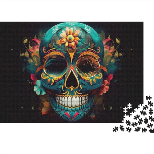 300-teiliges Art-Totenkopf-Puzzle für Erwachsene und Teenager, Holzpuzzle, Geschenke für Heiligabend, 300 Teile (40 x 28 cm) von ABFFSDT