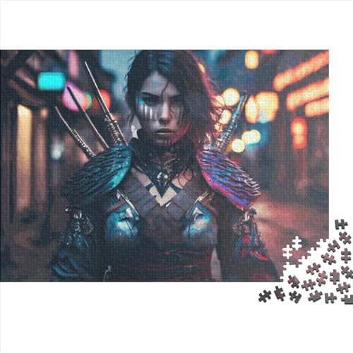 300-teiliges Cyberpunk-Mädchen-Puzzle für Erwachsene, Holzpuzzle für Erwachsene, Teenager, Mann, Frau, Geschenk, 300 Stück (40 x 28 cm) von ABFFSDT