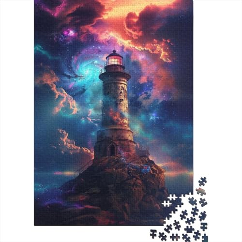 300-teiliges Holzpuzzle, farbenfrohes Leuchtturm-Puzzle, kreatives rechteckiges Puzzle, Familienspiele, Freunde, 300 Teile (40 x 28 cm) von ABFFSDT