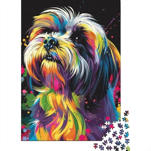 300-teiliges Holzpuzzle mit Lhasa-Apso-Hundemotiv, großes Puzzle für Erwachsene, Spielzeug, entspannendes Familienspiel, 300 Teile (40 x 28 cm) von ABFFSDT