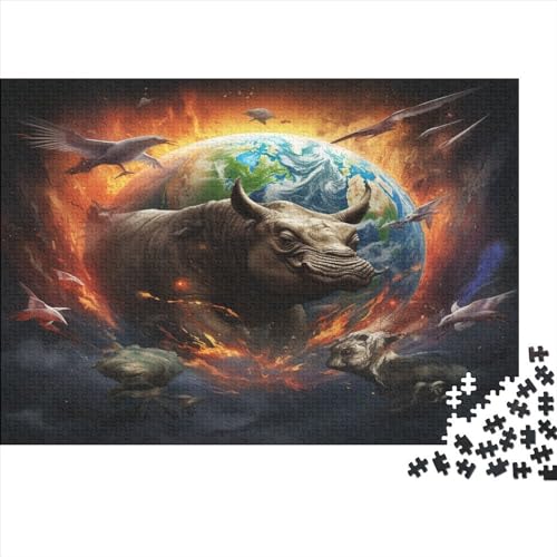 300-teiliges Nashorn-ERD-Puzzle für Erwachsene, Puzzle für Erwachsene, Alter 14+, 300 Teile (40 x 28 cm) von ABFFSDT