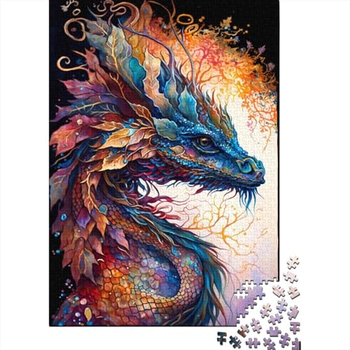 300-teiliges Puzzle „Art Dragon“ für Erwachsene, Holzpuzzle, Lernspielzeug, 300 Teile (40 x 28 cm) von ABFFSDT