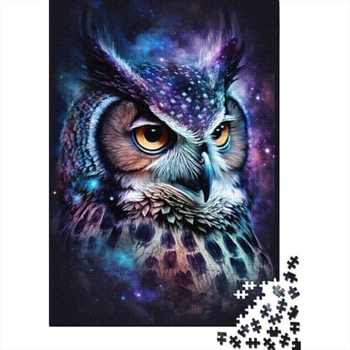 300-teiliges Puzzle „Eulen-Galaxie“-Puzzle für Erwachsene, Holzbrettpuzzle, anspruchsvolles Spiel, 300 Teile (40 x 28 cm) von ABFFSDT