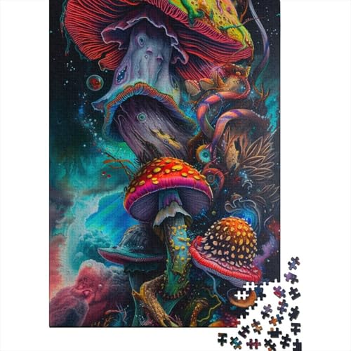 300-teiliges Puzzle „Psychedelische Pilze“, Puzzle für Erwachsene, Holzpuzzle, Lernspiel für Erwachsene, 300 Teile (40 x 28 cm) von ABFFSDT