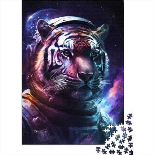 300-teiliges Puzzle für Erwachsene mit Astronauten-Tiger, Holzpuzzle, pädagogisches Denkspiel, lustiges Familienspiel, 300 Teile (40 x 28 cm) von ABFFSDT