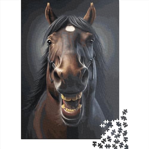 300-teiliges Puzzle für Kinder, 300-teiliges „Lachendes Pferd“-Puzzle für Teenager, Holzbrett-Puzzle, Spielzeug, Denkspiel, 300 Teile (40 x 28 cm) von ABFFSDT