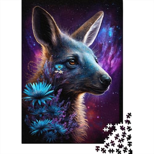 300-teiliges Puzzle für Kinder, 300-teiliges Galaxie-Tier-Känguru-Puzzle für Teenager, Holzbrett-Puzzle, Spielzeug, Denkspiel, 300 Teile (40 x 28 cm) von ABFFSDT