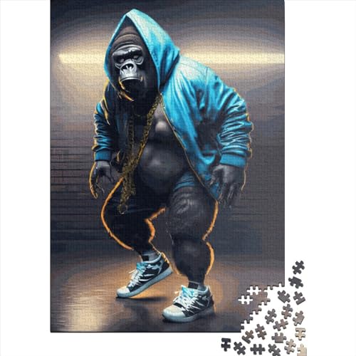 300-teiliges Puzzle für Kinder, 300-teiliges Gorilla-Tänzer-Puzzle für Teenager, Holzbrett-Puzzle, Spielzeug, Denkspiel, 300 Teile (40 x 28 cm) von ABFFSDT