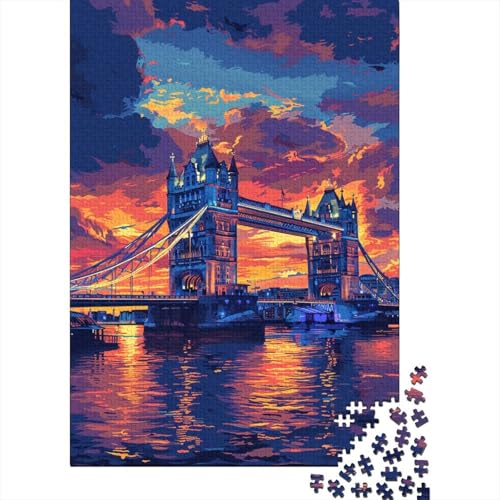 300-teiliges Puzzle für Kinder, 300-teiliges buntes Puzzle mit der Tower Bridge in London, für Teenager, Holzbrett-Puzzle, Spielzeug, Denkspiel, 300 Teile (40 x 28 cm) von ABFFSDT