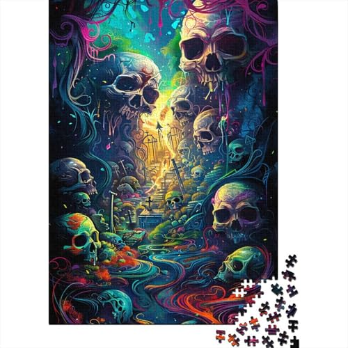 300-teiliges Puzzle für Kinder, Psychedelischer Totenkopf, Straßenpuzzle, Lernpuzzle für Familie und Freunde, 300 Stück (40 x 28 cm) von ABFFSDT