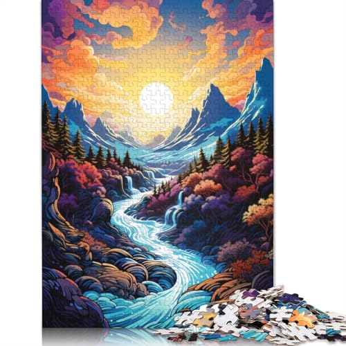 300-teiliges Puzzle mit Fantasielandschaft für Kinder, Holzpuzzle für Kinder, Lernspiel, Herausforderungsspielzeug, 300 Stück (40 x 28 cm) von ABFFSDT