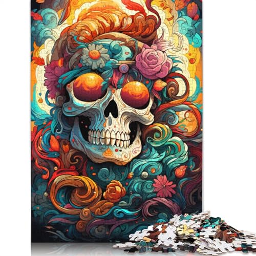 300-teiliges Puzzle mit Gemälden bunter Totenköpfe für Erwachsene, Puzzle für Erwachsene und Teenager, Lernspiel, 300 Teile (40 x 28 cm) von ABFFSDT