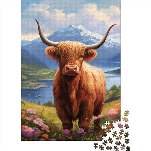 300-teiliges Puzzle mit schottischer Kuh für Erwachsene, Puzzle, Puzzle für Erwachsene, einzigartige Heimdekoration und Geschenke, 300 Teile (40 x 28 cm) von ABFFSDT