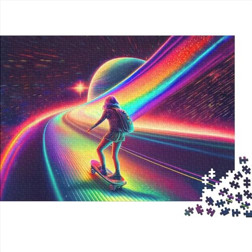 300-teiliges Rainbow Galactic Skater-Puzzle für Erwachsene, Puzzle, Puzzle für Erwachsene, einzigartige Heimdekoration und Geschenke, 300 Teile (40 x 28 cm) von ABFFSDT