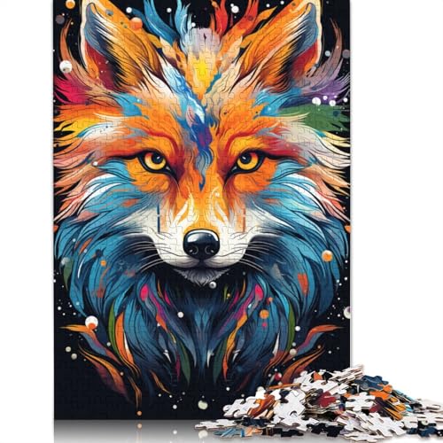 300-teiliges farbenfrohes psychedelisches Fuchstier für Erwachsene, schwieriges Holzpuzzle, Puzzle für Erwachsene, Lernspiel, Herausforderungsspielzeug, 300 Stück (40 x 28 cm) von ABFFSDT