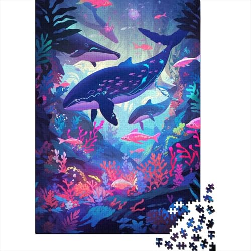 300-teiliges kreatives Puzzle „Wale Schwimmen“, rechteckiges Puzzle, Lernspielzeug, Erwachsene, 300 Teile (40 x 28 cm) von ABFFSDT