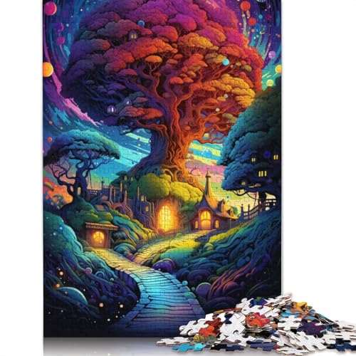 300-teiliges psychedelisches, farbenfrohes Weltenbaum-Puzzle für Erwachsene, Puzzle für Erwachsene und Teenager, Lernspiel, 300 Teile (40 x 28 cm) von ABFFSDT