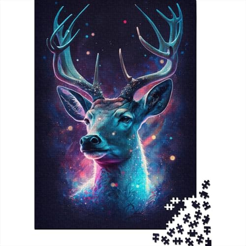 500 Teile Puzzle für Kinder Galaxie Tier Hirsch Puzzle Holz Kreative Puzzles Unmöglich Puzzle Gehirn Herausforderung Puzzle für Jugendliche 500 Stück (52 x 38 cm) von ABFFSDT