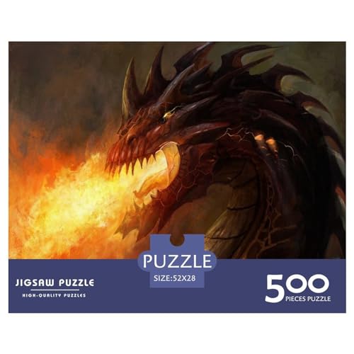 500-teiliges Fantasy-Drachen-Puzzle für Erwachsene und Teenager, Lernspielzeug aus Holz, 500 Stück (52 x 38 cm) von ABFFSDT