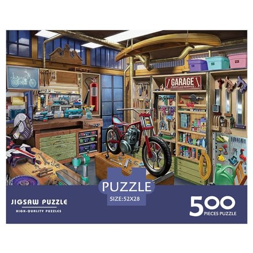 500-teiliges Garagen-Puzzle für Erwachsene und Teenager, Lernspielzeug aus Holz, 500 Teile (52 x 38 cm) von ABFFSDT