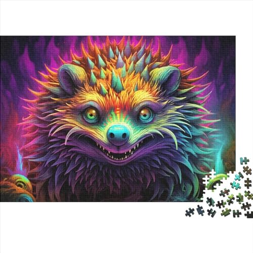 500-teiliges Igel-Kunstpuzzle für Erwachsene Teenager, Holzpuzzle, nachhaltiges Puzzle für Erwachsene | Spiele 500 Teile (52 x 38 cm) von ABFFSDT