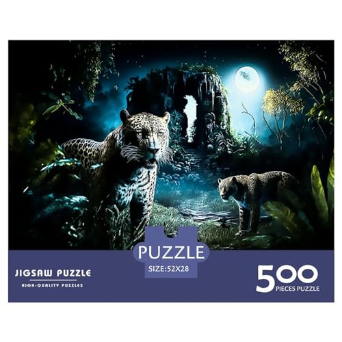 500-teiliges Jaguar-Puzzle für Erwachsene und Teenager, Lernspiele für zu Hause, DIY-Spielzeug, 500 Stück (52 x 38 cm) von ABFFSDT