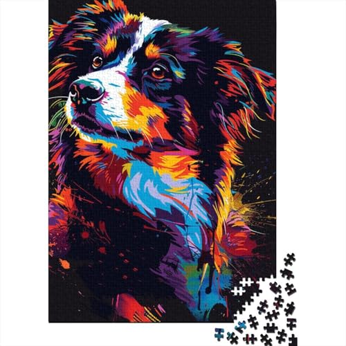 500-teiliges Miniatur-Puzzle „Amerikanischer Schäferhund“ für Erwachsene und Teenager, Holzpuzzle, Geschenke für Heiligabend, 500 Teile (52 x 38 cm) von ABFFSDT